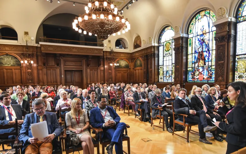Participants at the MEDIgration conference in Heidelberg City Hall