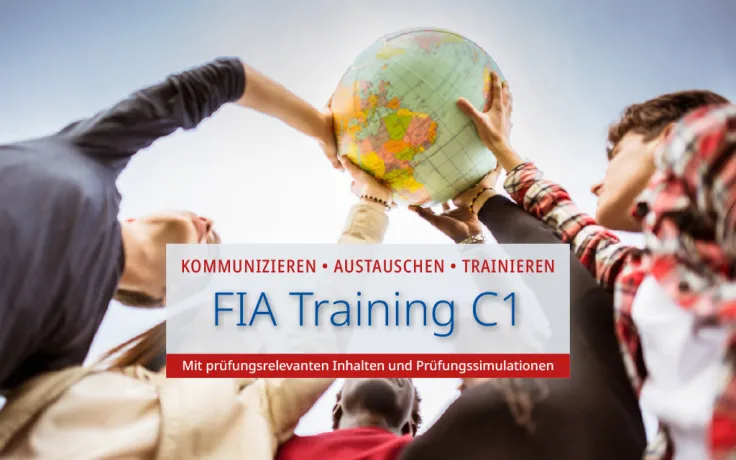 Einleitungsbild zur Veranstaltungsreihe „FIA Training C1“ Internationale Studenten halten gemeinsam einen Globus in die Luft